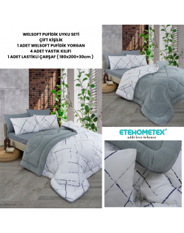 ETE HOMETEX ÇİFT KİŞİLİK WELSOFT UYKU SETİ YANSIMA GRİ 8696474232027